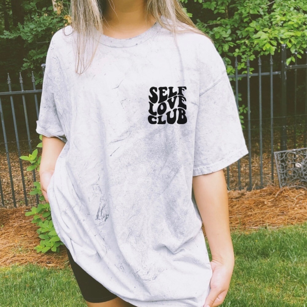 Self Love Club Tie Dye Crew Neck Short Sleeve Tee Shirt